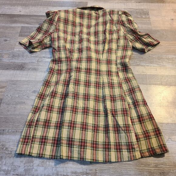 Nasty gal size 8 button down plaid midi dress with shoulder pads - Picture 4 of 10